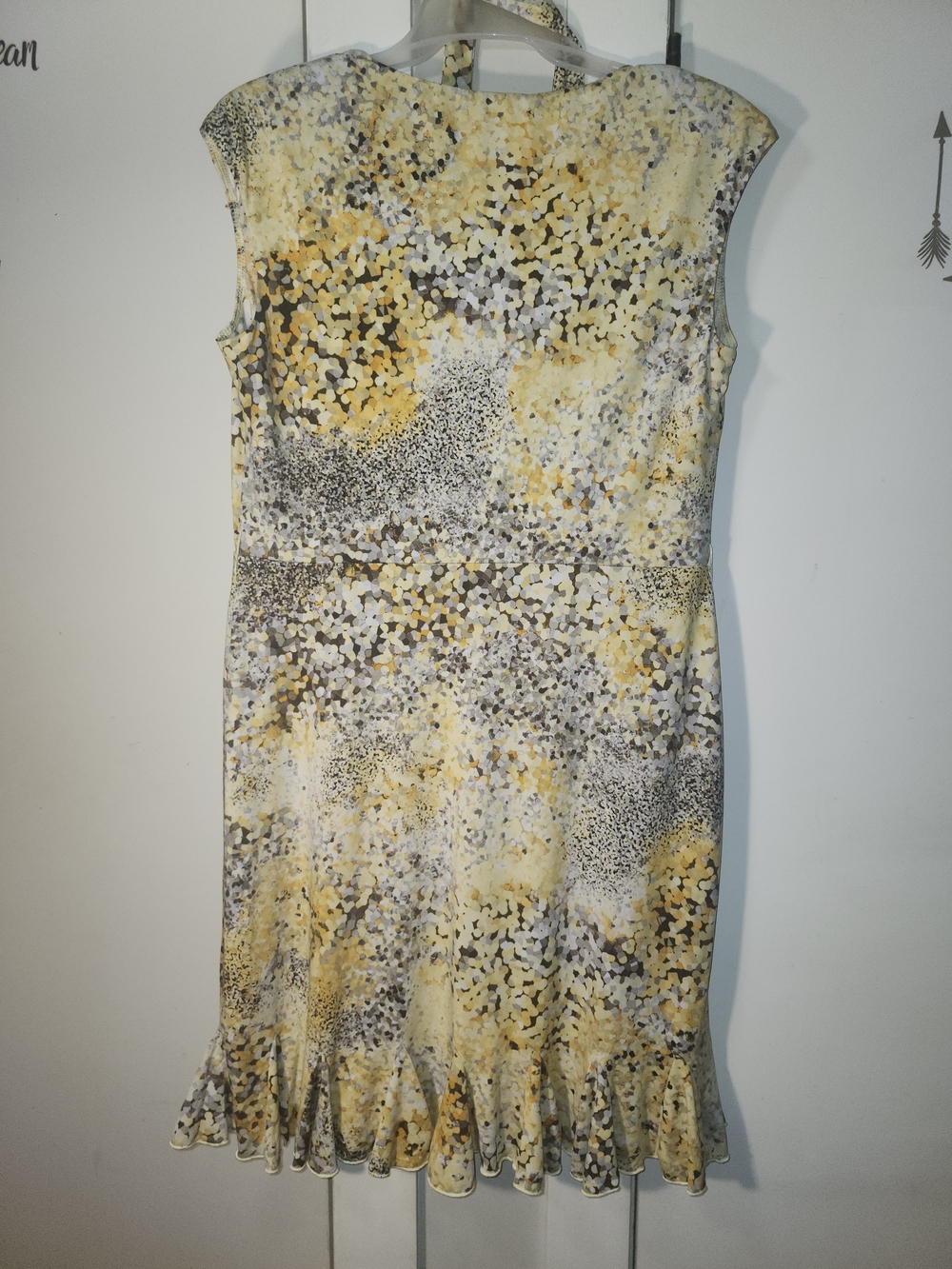 Glamour Yellow and Gray Floral-Print Midi Dress with Ruffle Hem - Picture 3 of 3